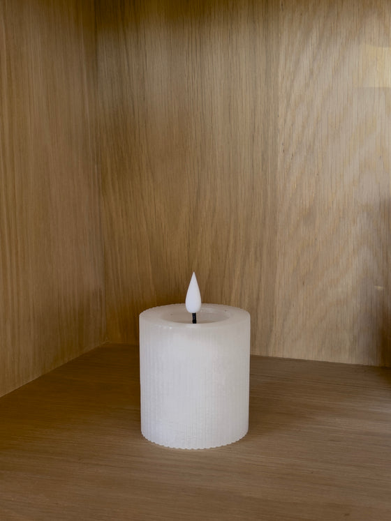 LED Pillar Candles White S/2