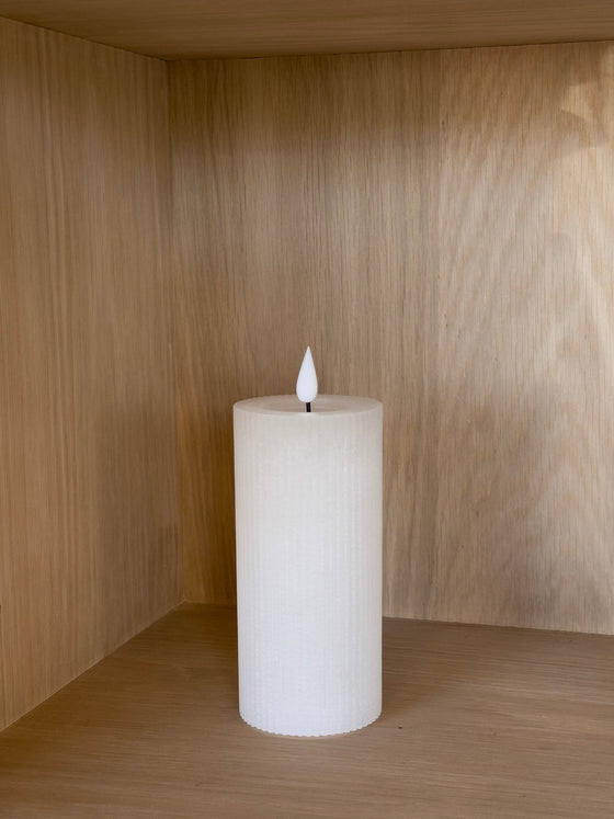 LED Pillar Candles White S/2