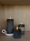 LED Pillar Candles Black S/2