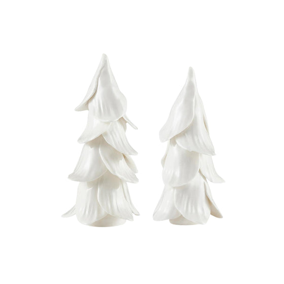 White Ceramic Christmas Trees S/2