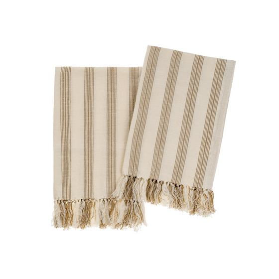 French Stripe Hamman Hand Towel - Warm Sand