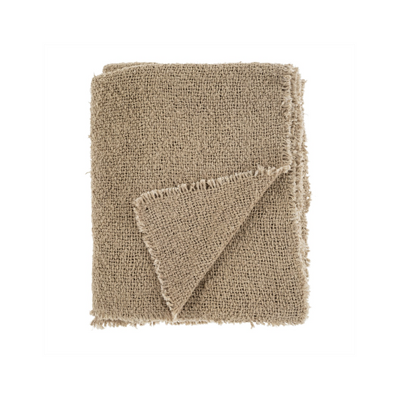 Sable Fringe Bed Blanket - Beige