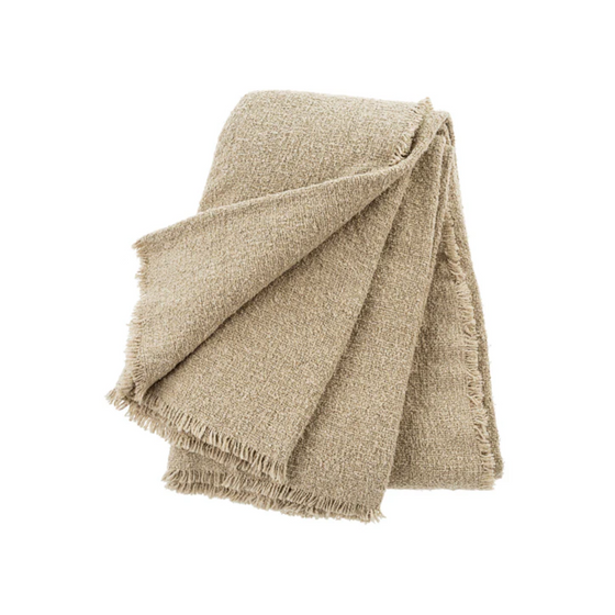 Fringe Bouclé Bed Blanket - Natural