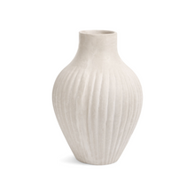  Fluted Paper Maché Vase - Natural White